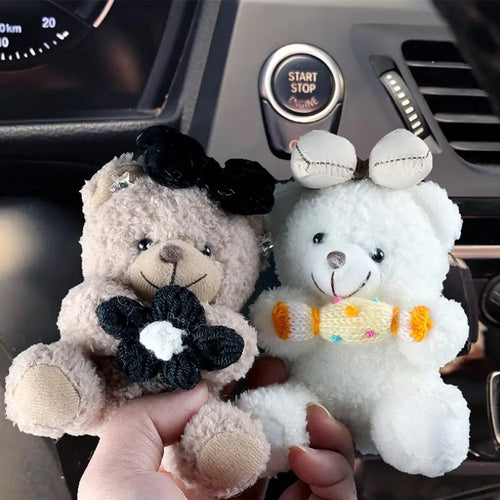 Cute Bear Car Gear Shift Decoration Plush Doll Turn Signal Wiper Doll Rearview Mirror Ornament Car Accessorie
